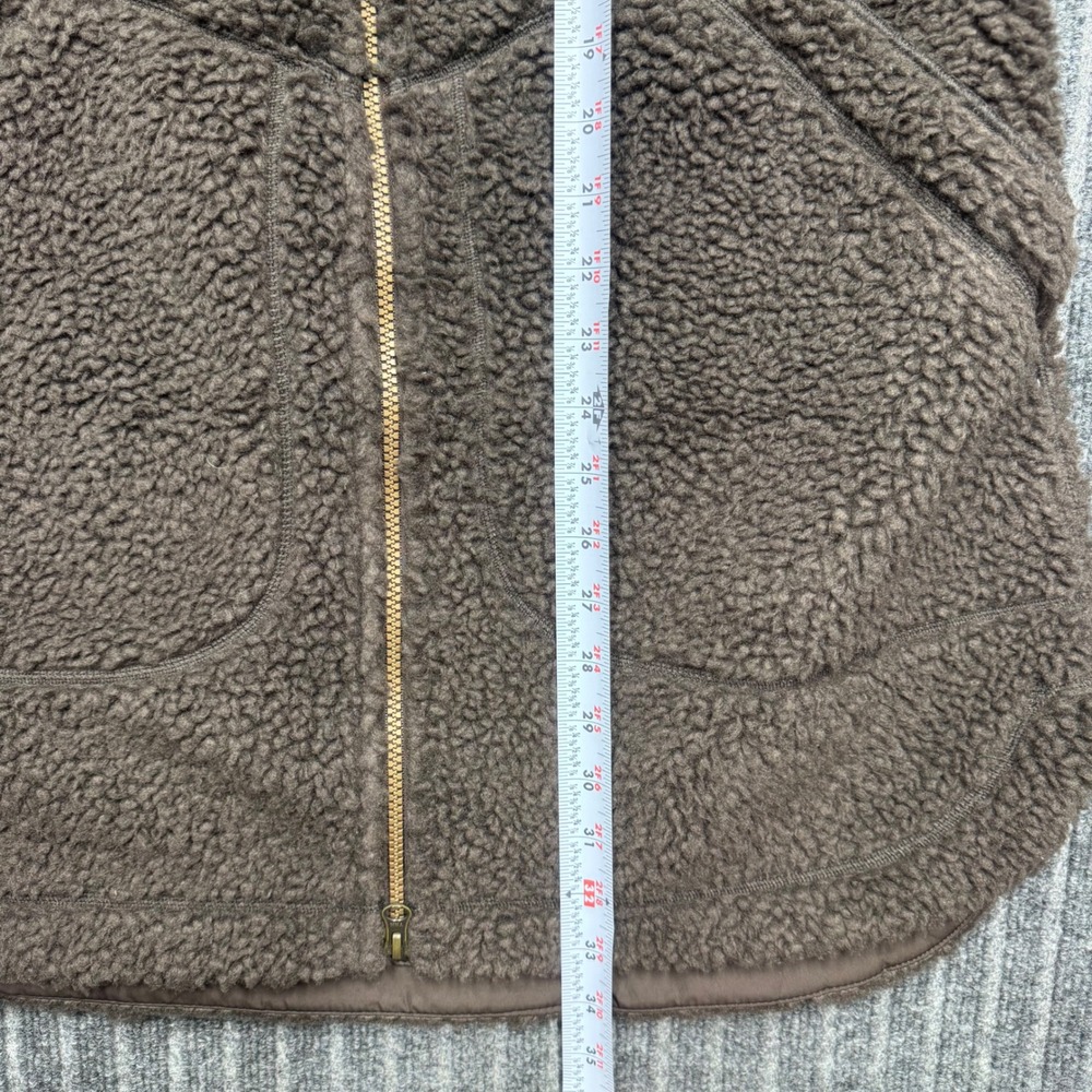 LL Bean Womens Sherpa Fleece Hooded Jacket Size M Brown Full Zip Longline 508967 - Picture 7 of 8